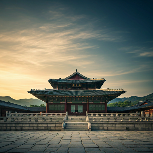 Traditional palace architecture at sunrise